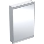 Armario con espejo Geberit ONE con ComfortLight y una puerta, montaje empotrado, 90 cm de altura: B=60cm, Aluminio anodizado, Puerta=Lado de fijación a la izquierda